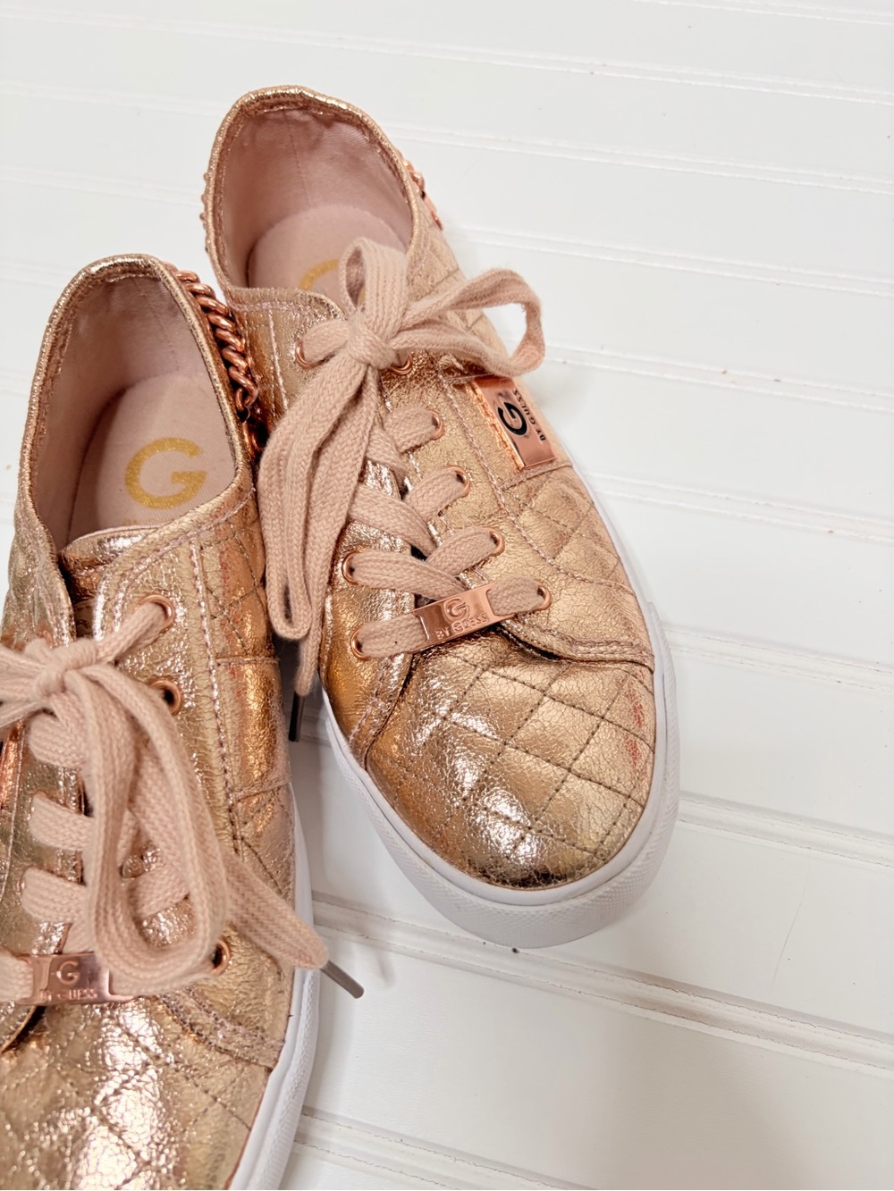 G by Guess Backerett Rose Gold Sneakers - Picture 3 of 12